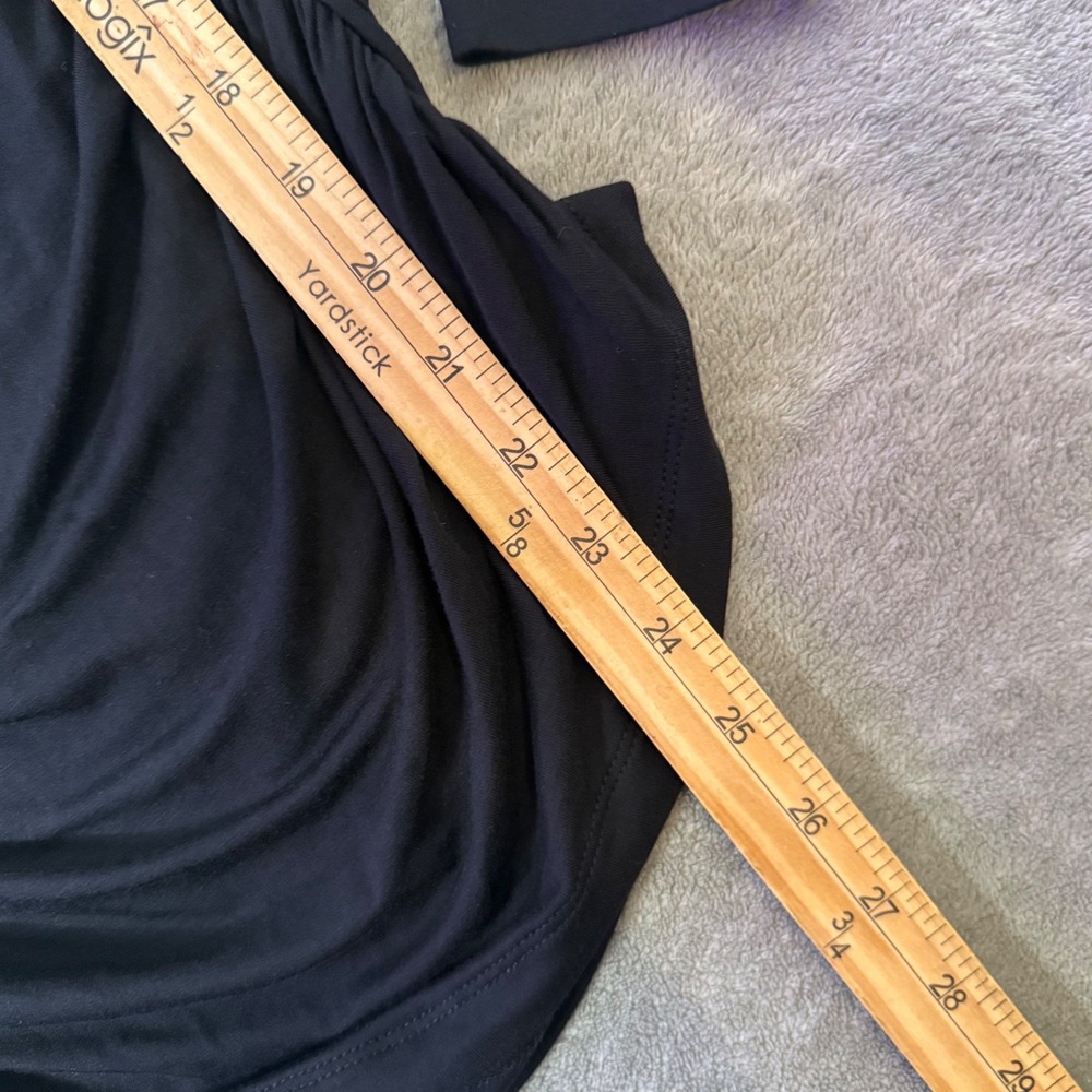 Soft Surroundings Black Ruched Side Long Sleeve Top Size XS Stretch Minimalist - Picture 7 of 8